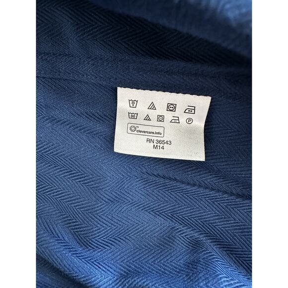 New Michael Kors Slim Fit LS Button Down Evening Blue Solid Herringbone 17 34/35 - Picture 5 of 6